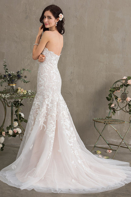 Robe Chic Blanche Sirène Col Cœur - gallery 6