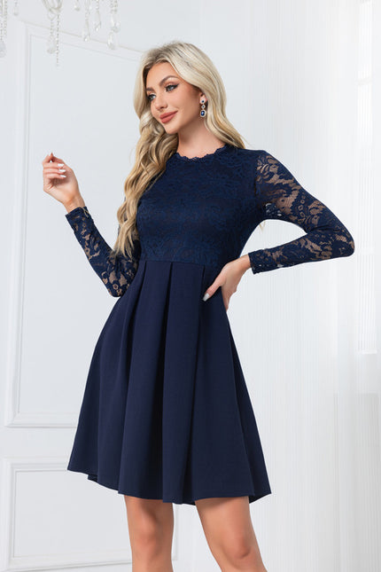 Robe Chic Dentelle Trapèze - gallery 3