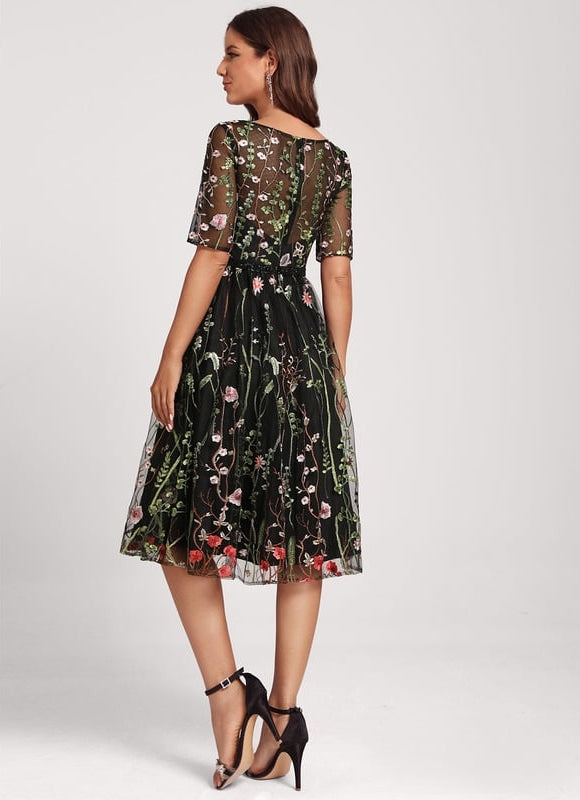 Robe Bohème Chic Dentelle Noire - gallery 3