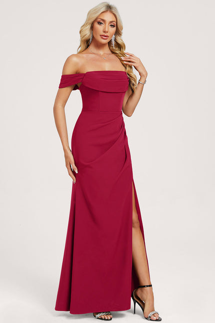 Robe Chic Crêpe Bordeaux Élégante - gallery 2