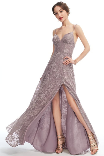 Robe Chic Longue Dentelle Lavande - gallery 4