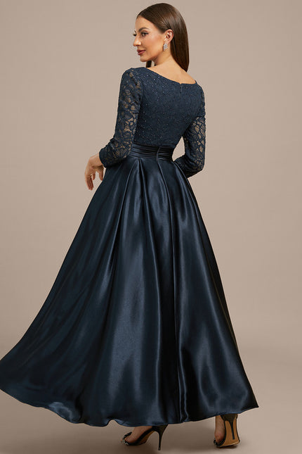Robe Chic Longue Satinée Marine - gallery 5