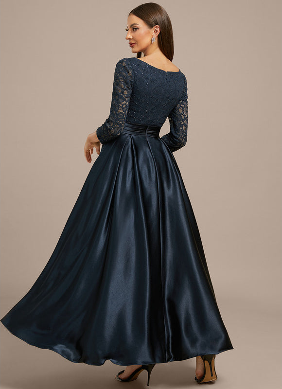 Robe Chic Longue Satinée Marine - gallery 5