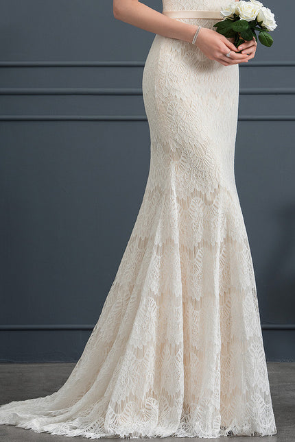 Robe Chic Blanc Éclatant Dentelle Sirène - gallery 5