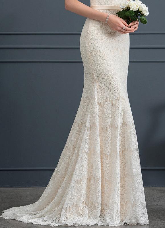 Robe Chic Blanc Éclatant Dentelle Sirène - gallery 5