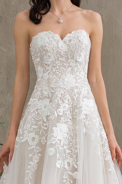 Robe Chic Blanc Élégant Avec Traîne - gallery 2