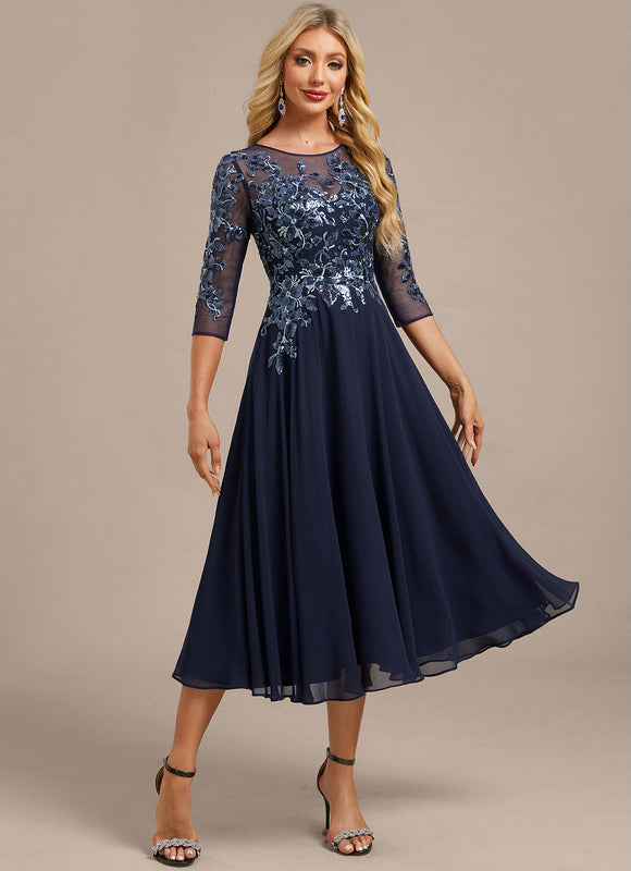 Robe Chic Fluide Brodée Marine - gallery 4