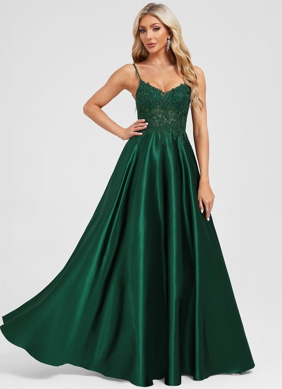 Robe Chic Élégance Satinée Émeraude - gallery 3