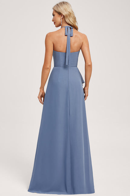 Robe Chic Bleu Drapé - gallery 5