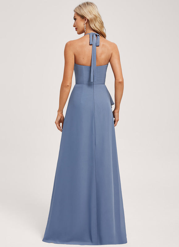 Robe Chic Bleu Drapé - gallery 5