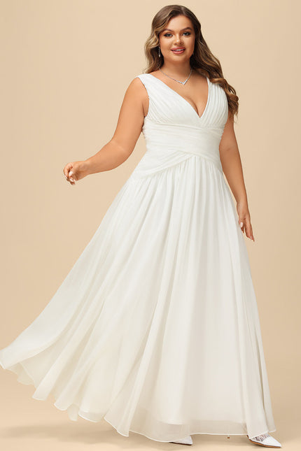 Robe Chic Blanche Mousseline Plissée - gallery 7