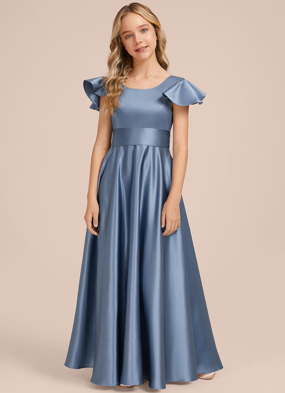 Robe Chic Bleu Satiné - gallery 1