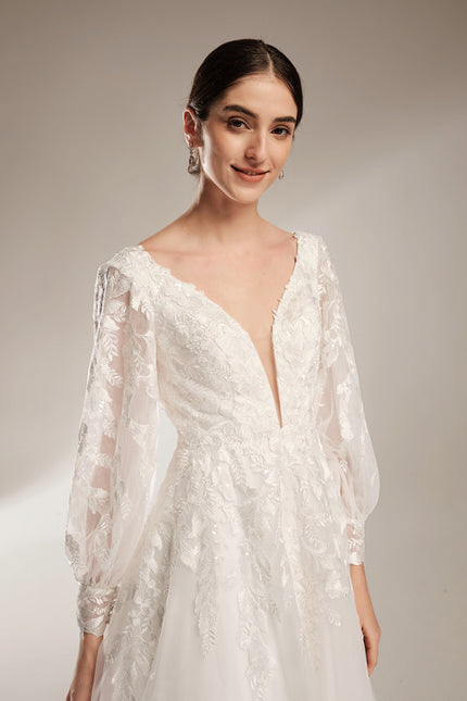 Robe Chic Blanche Satin Dentelle Élégante - gallery 4