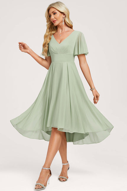 Robe Chic Vert Pastel Trapèze Volants - gallery 1