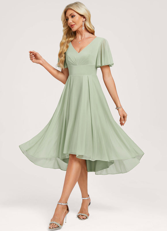 Robe Chic Vert Pastel Trapèze Volants - gallery 1