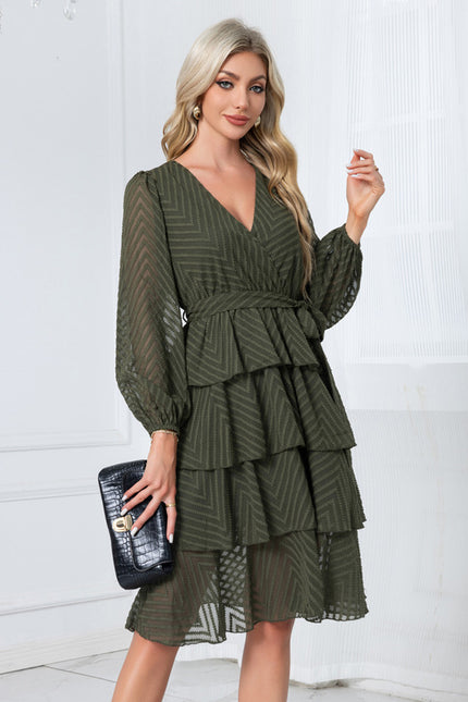 Robe Chic Volants Bordeaux - gallery 5