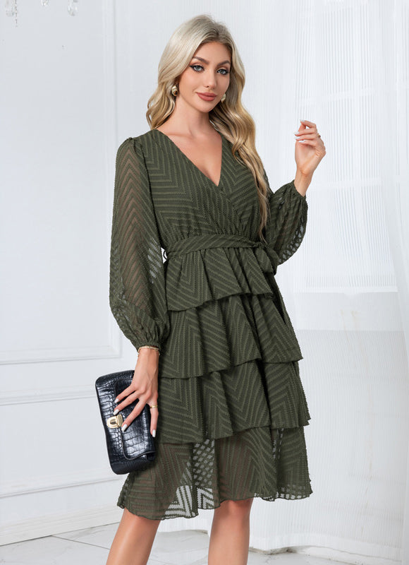 Robe Chic Volants Bordeaux - gallery 5