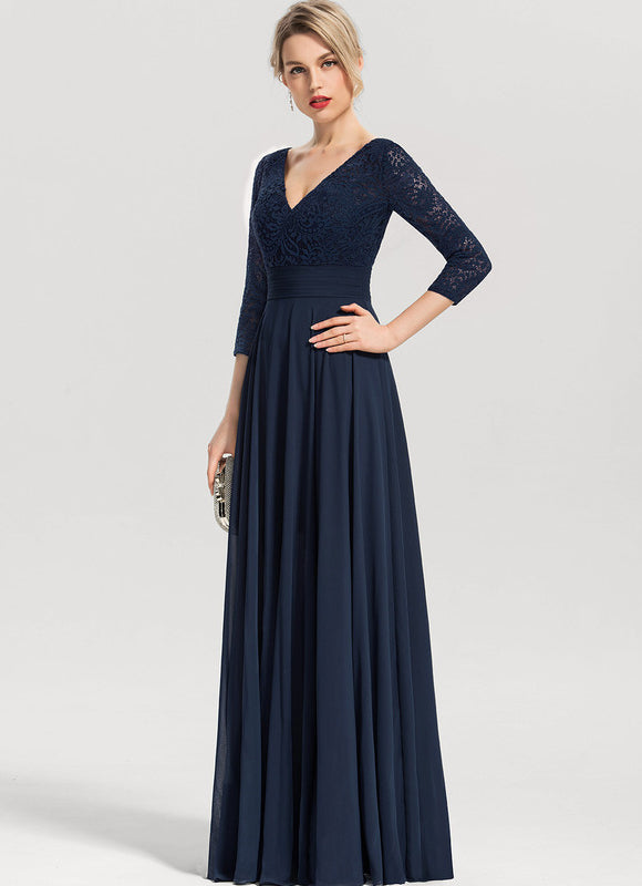 Robe Chic Longue Marine Élégante - gallery 4