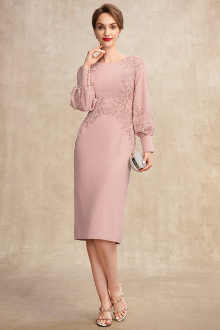 Robe Chic Rose Poudré Élégante Avec Dentelle - gallery 4