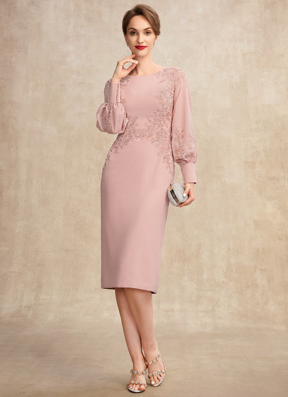 Robe Chic Rose Poudré Élégante Avec Dentelle - gallery 4