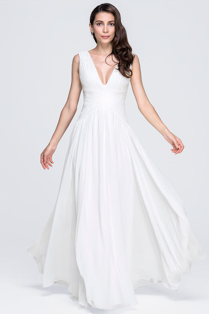 Robe Chic Blanche Mousseline Plissée