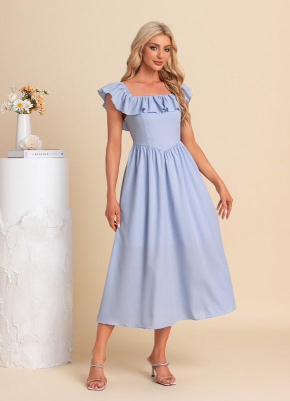 Robe Chic Bleu Ciel Évasée - gallery 3