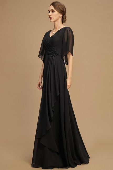 Robe Chic Noire Mousseline À Volants - gallery 3
