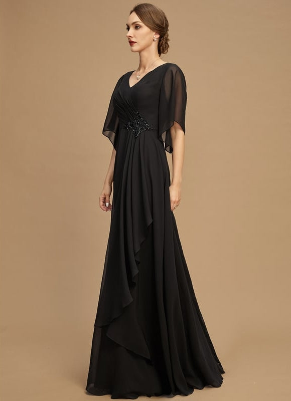 Robe Chic Noire Mousseline À Volants - gallery 3