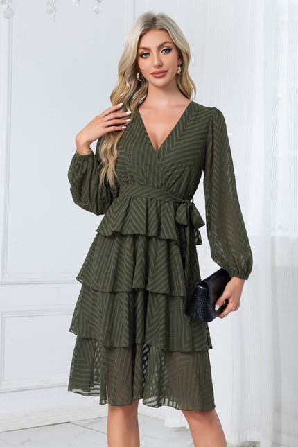 Robe Chic Volants Bordeaux - gallery 4