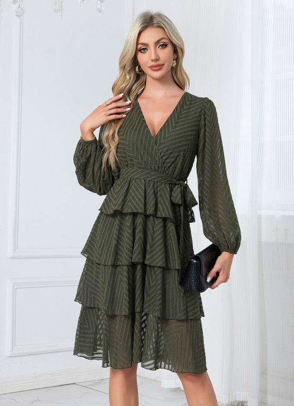 Robe Chic Volants Bordeaux - gallery 4