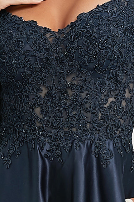 Robe Chic Bleu Marine Satinée - gallery 5