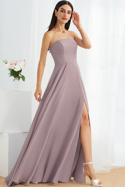 Robe Chic Mauve Trapèze Longueur Ras Du Sol - gallery 2