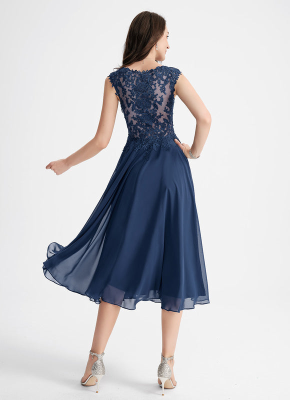 Robe Chic Noire Dentelle V-Cou Élégant - gallery 4