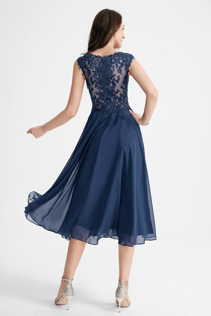 Robe Chic Noire Dentelle V-Cou Élégant - gallery 4