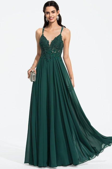 Robe Chic Vert Émeraude Flottante - gallery 1