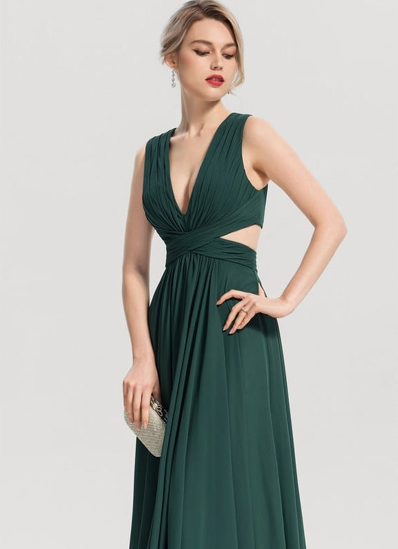 Robe Chic Longue Verte Fluide - gallery 1