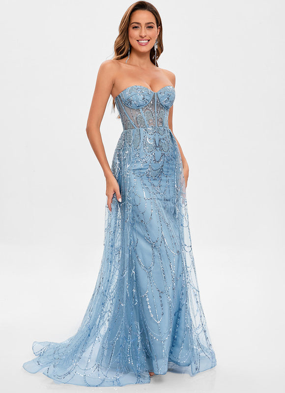 Robe Chic Éclatante Céleste - gallery 1