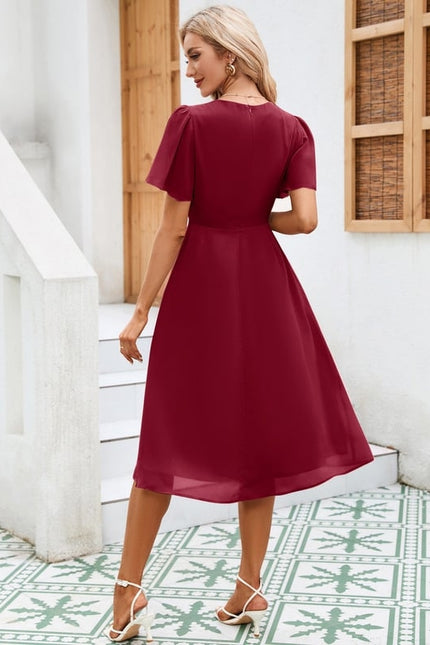 Robe Chic Volants Bordeaux - gallery 9