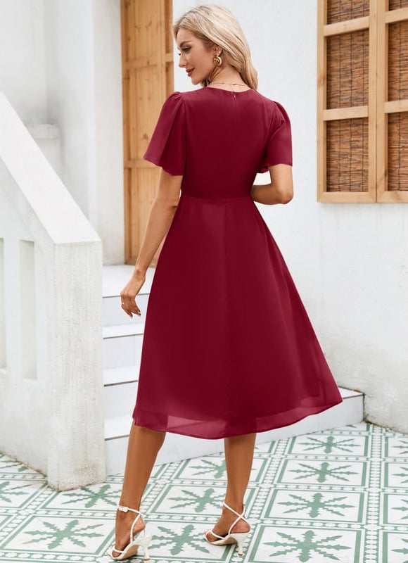 Robe Chic Volants Bordeaux - gallery 9