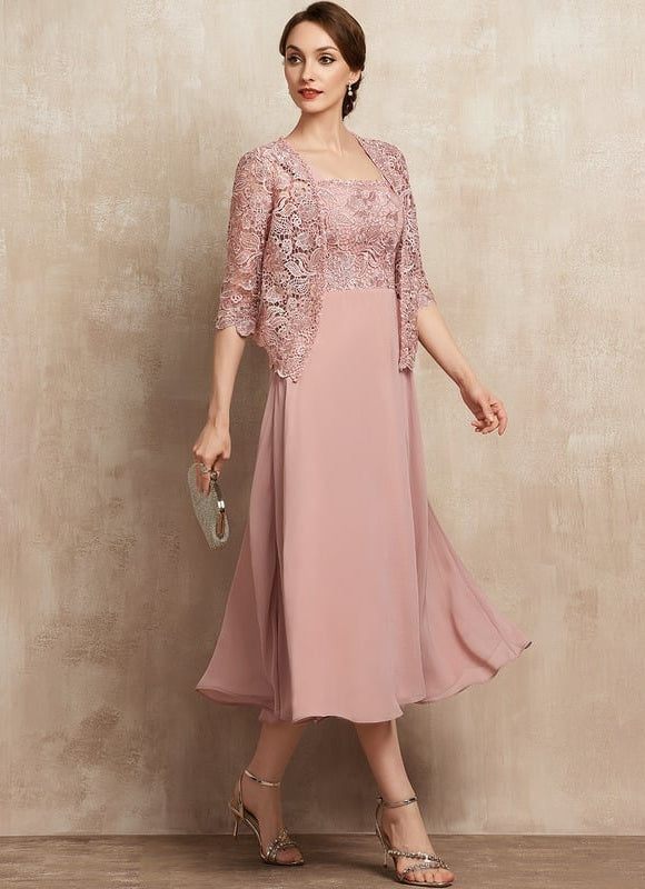 Robe Chic Élégance Rosée Tissée - gallery 4