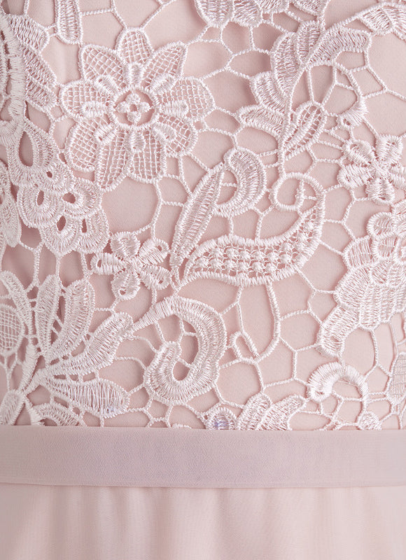 Robe Chic Rose Poudré Dentelle Élégante - gallery 8