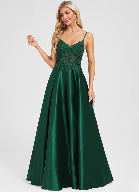 Robe Chic Élégance Satinée Émeraude - gallery 4
