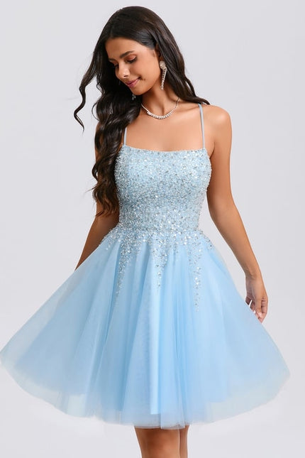 Robe Chic À Paillettes Bleue - gallery 1