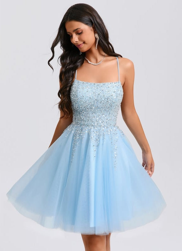 Robe Chic À Paillettes Bleue - gallery 1