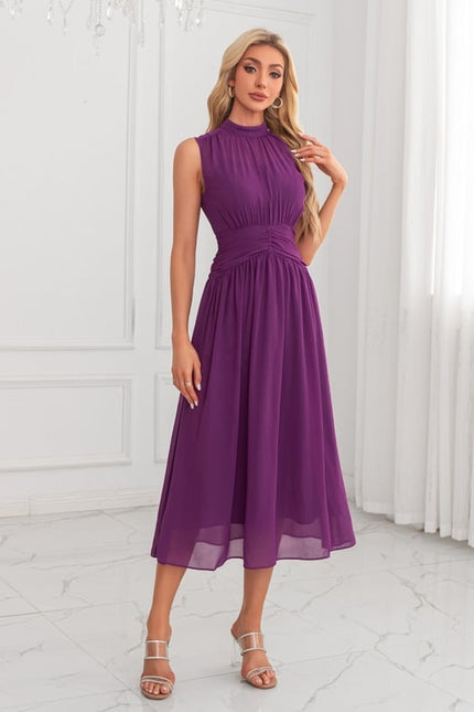 Robe Chic Midi Violette Élégante - gallery 1