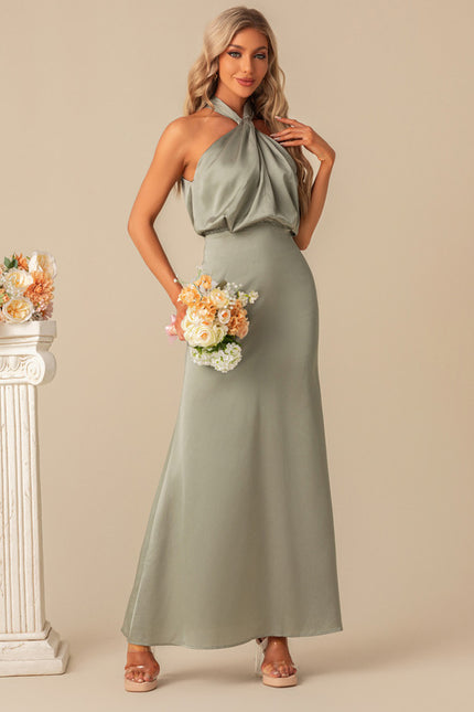 Robe Chic Satinée Sage - gallery 4
