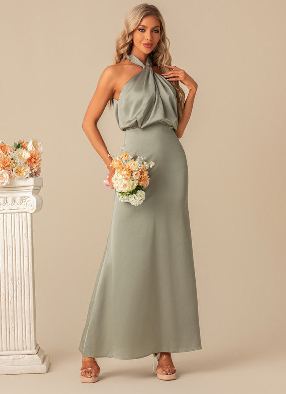 Robe Chic Satinée Sage - gallery 4
