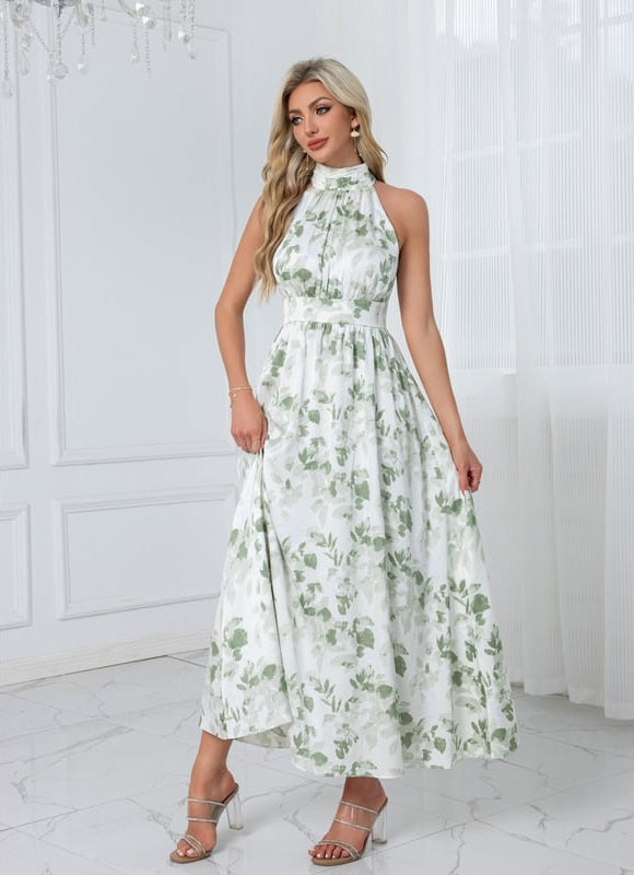 Robe Chic Satinée Verte - gallery 6