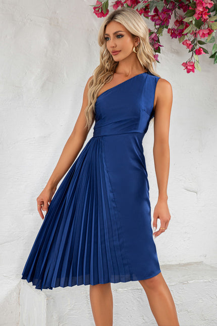Robe Chic Satinée Une-Épaule - gallery 3