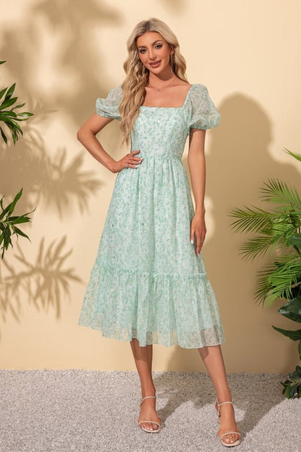 Robe Chic Fleurie Menthe - gallery 2